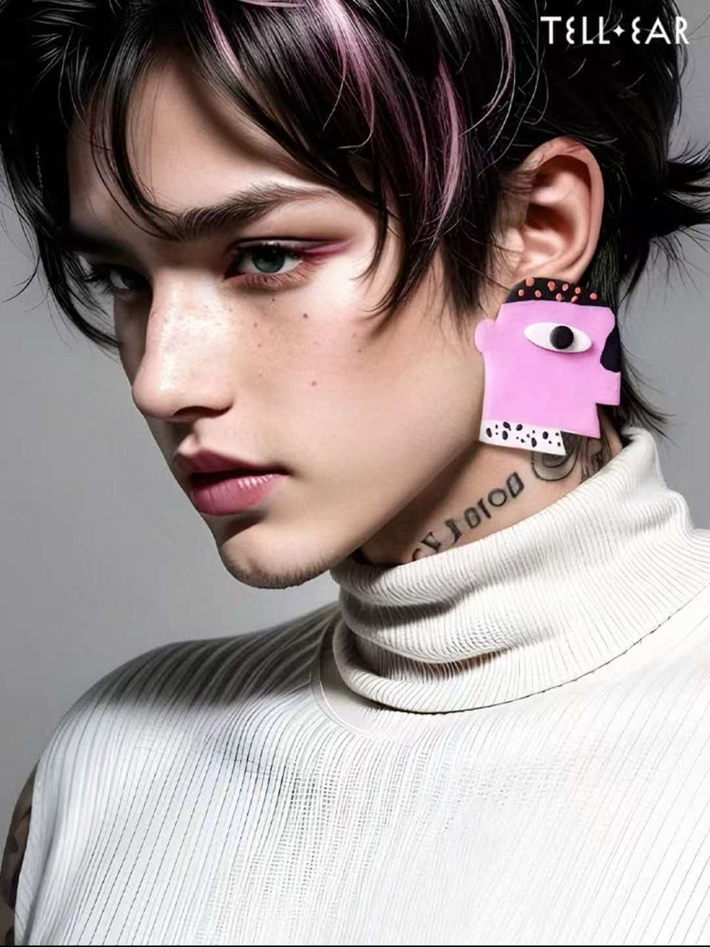 Pink Abstract Face Statement Earrings - Bold Women Accessories